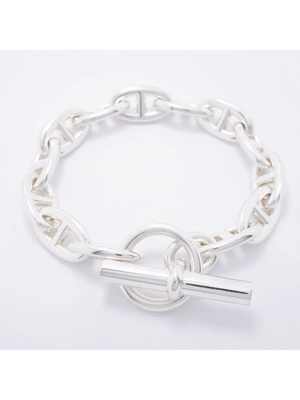 Hermes Bre T Chaine D'ancre GM Silver Bracelet